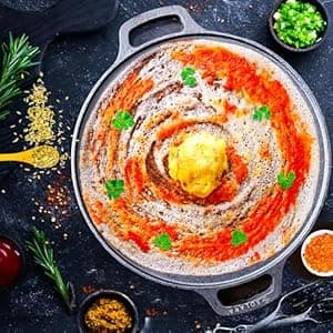 SOLARA Cast Iron Tawa - 12 Inch Pre-Seasoned Dosa Tawa